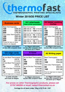 Thermographic Printing | Thermofast Printing | Thermographic Printing Company | Thermographic Printed Stationery